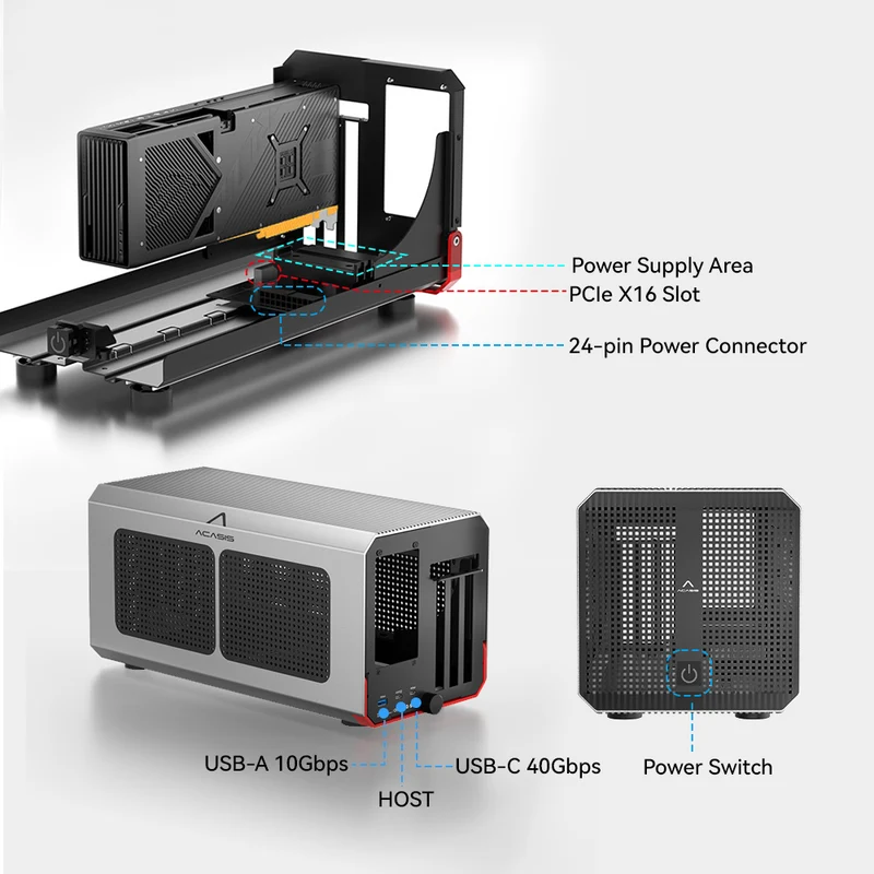 Gabinete eGPU Acasis 40Gbps Th - Gpu External Dock Egpu Thunderbolt 4 avaliação e preço